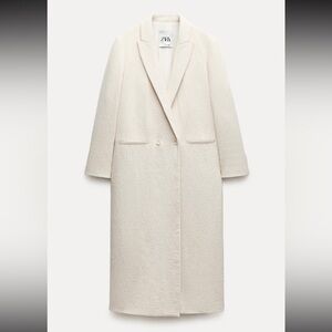 NWT ZARA MINIMALIST WOOL BLEND COAT ZW COLLECTION white S